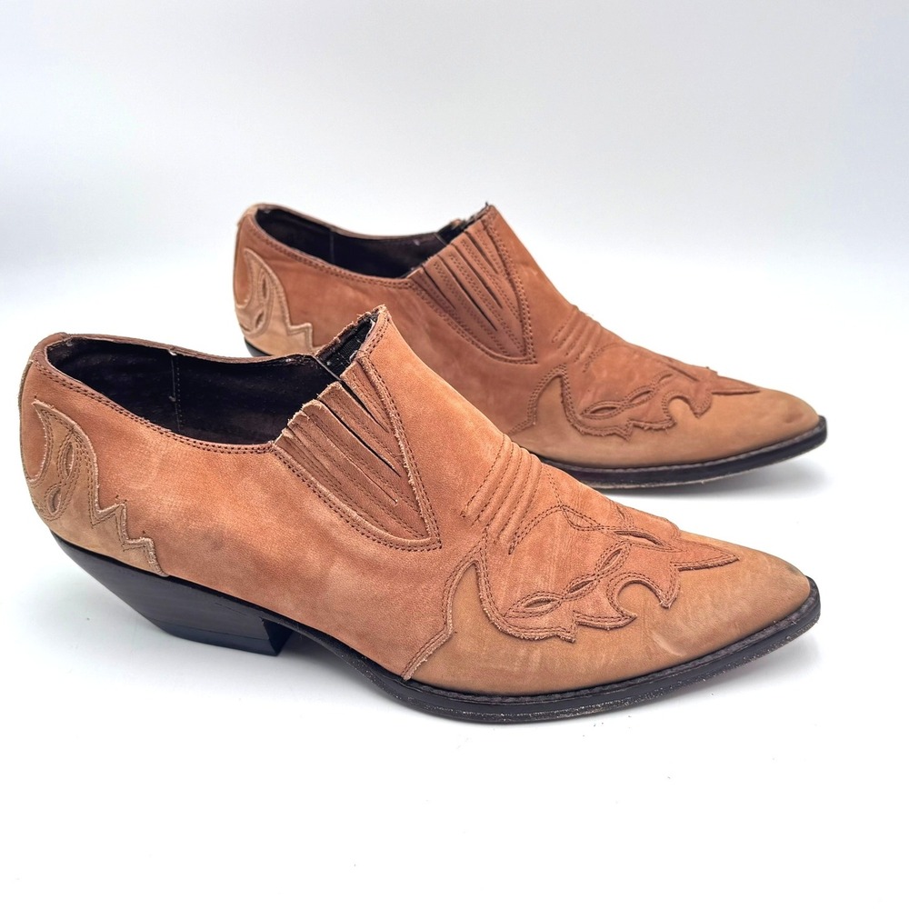 GUESS BY GEORGES MARCIANO Women's 8 B Vintage Tan Nubuck Leather Western Booties